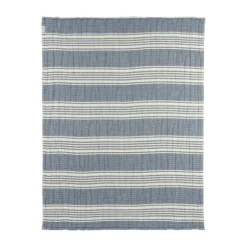 Meyco Ledikantdeken - Hydrofiel Jacquard Stripe - Indigo - 100x150 cm