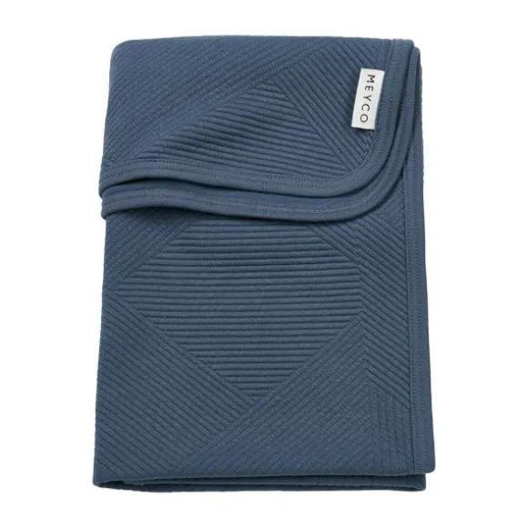 Meyco Pure Deken Gebreid - 75 x 100 cm - Jacquard - Indigo