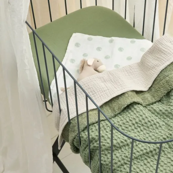 Meyco Wafel Teddy Wiegdeken - 75 x 100 cm - Olive Green