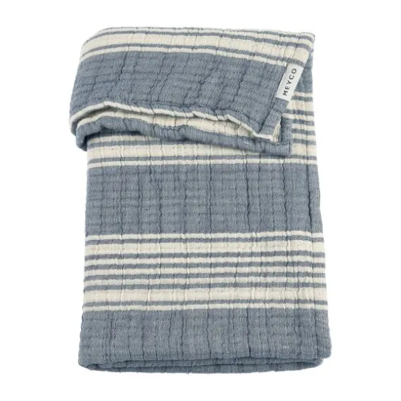 Meyco Wiegdeken - Hydrofiel Jacquard Stripe - Indigo - 75x100 cm