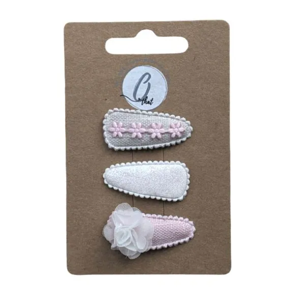 Ootje Kadootje Babyhaarclipjes Chiffon - 3 Stuks - Roze/Glitter/Ecru