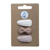 Ootje Kadootje Babyhaarclipjes - 3 Stuks - Taupe/Ivoor/Dot