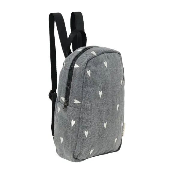 Studio Noos Mini Rugzak - Denim Grey Hearts