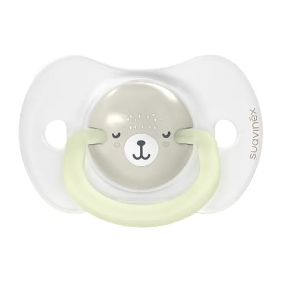 Suavinex Wild & Free SX Pro Fopspeen Symmetrisch - 0-6Mnd - 2 Stuks - Silicone - Grijs Glow In The Dark