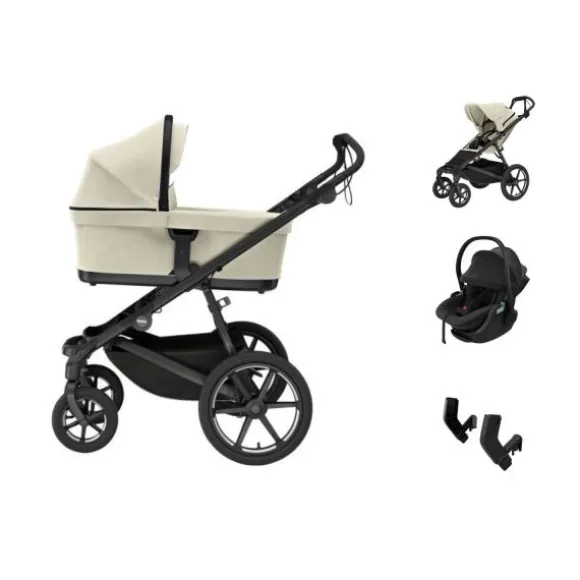 Thule Urban Glide 4-Wheel Kinderwagen - Beige | Thule Maple Autostoeltje | Autostoel Adapters