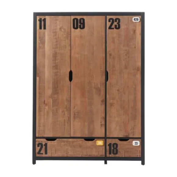 Vipack Alex Kledingkast Bruin / Zwart 3-Deurs